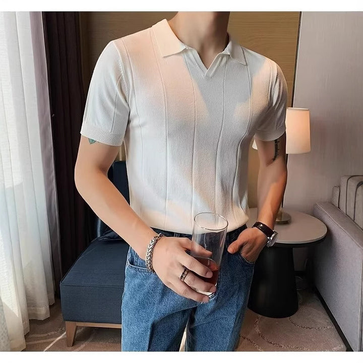 Men's Short Sleeve Polo Shirt with Textured Design Mune Fashion