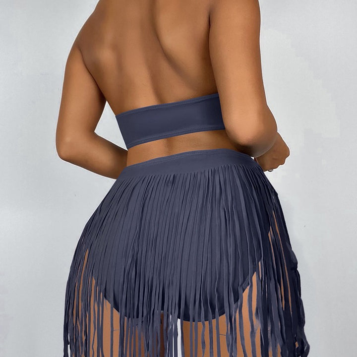 Women’s Cut-Out Swimsuit with Fringed Skirt Mune Fashion