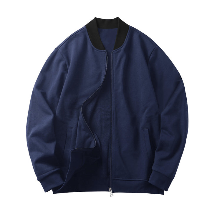 Men's minimalist bomber jacket with full-zip, ribbed stand collar & side pockets Mune Fashion