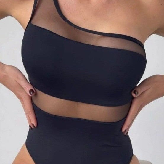 Ladies one-sided swimsuit with transparent inserts Mune Fashion