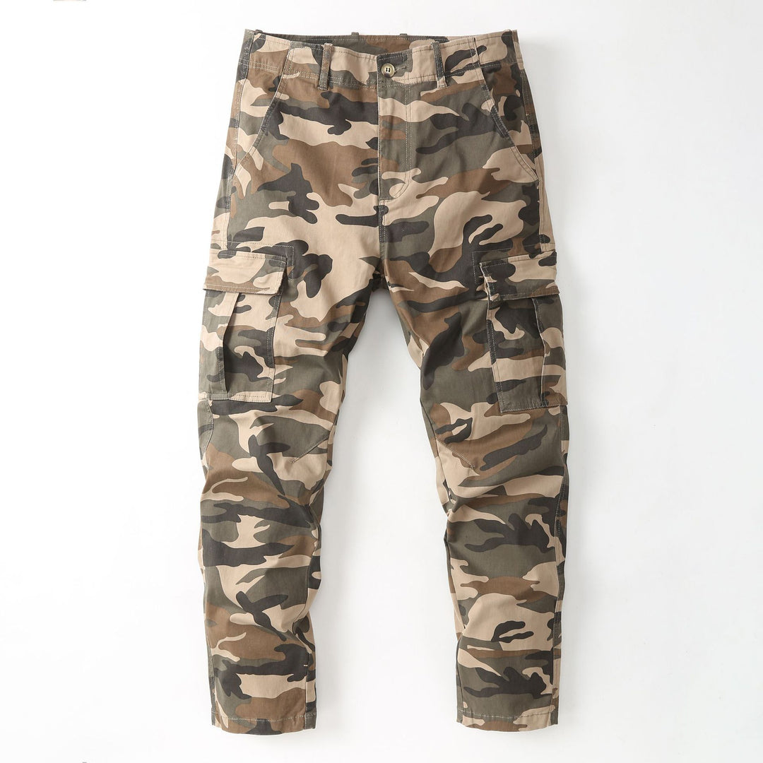 Men's cargo pants with camouflage pattern and multiple utility pockets Mune Fashion