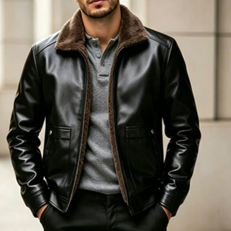 Men's Elegant Faux Leather Jacket in Vintage Style Mune Fashion
