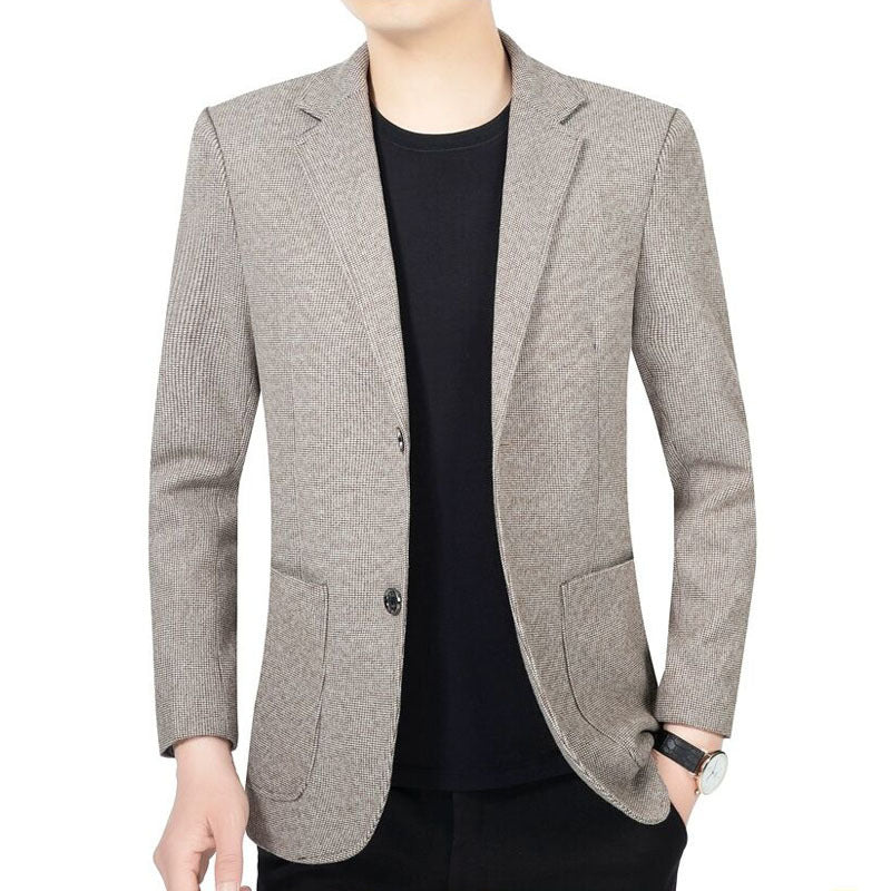 Men's Tailored Wool Blend Blazer in Casual Style with Patch Pockets Mune Fashion