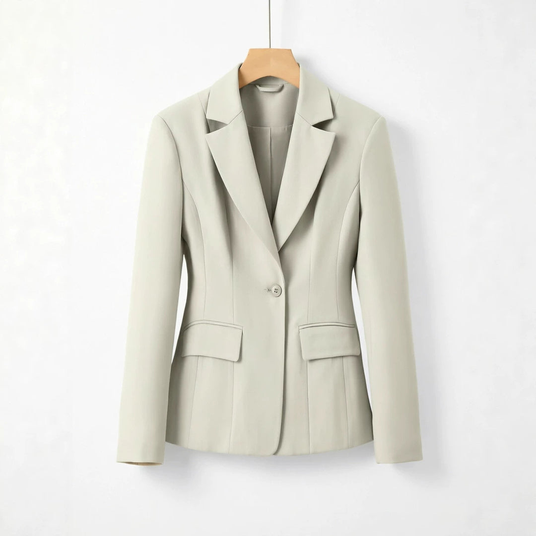 Women Fitted Single-Button Business Blazer with Flap Pockets Mune Fashion