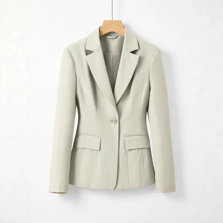 Women Fitted Single-Button Business Blazer with Flap Pockets Mune Fashion