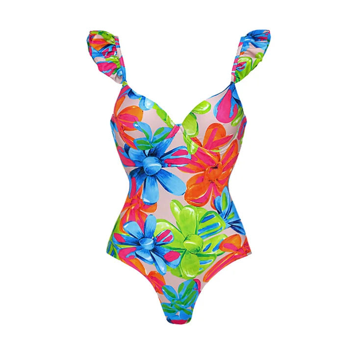 Women's One-Piece Swimsuit with Floral Cut-Out Design Mune Fashion