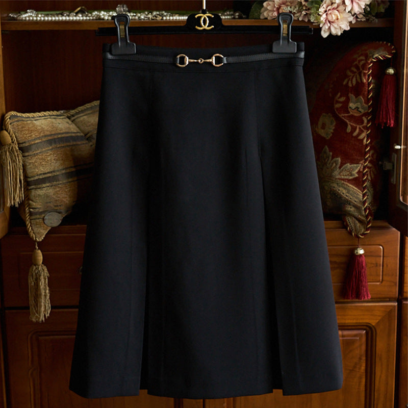 Women's midi skirt with swinging design and waist belt Mune Fashion