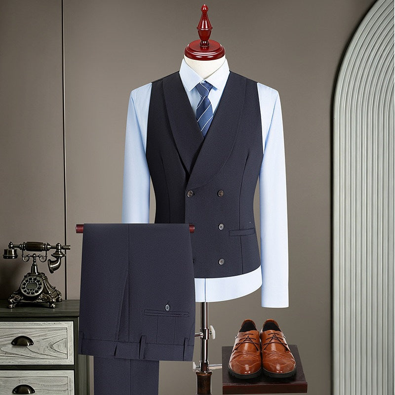 Men's double-breasted tailored vest with flat front suit pants Mune Fashion