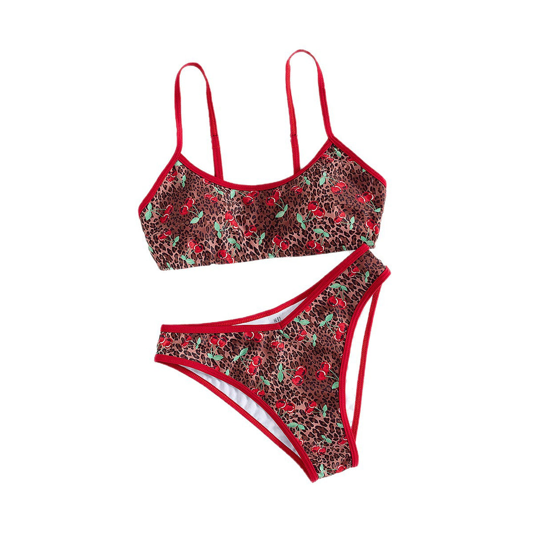 Women Triangle Bikini with Floral Design and Refined Ties Mune Fashion