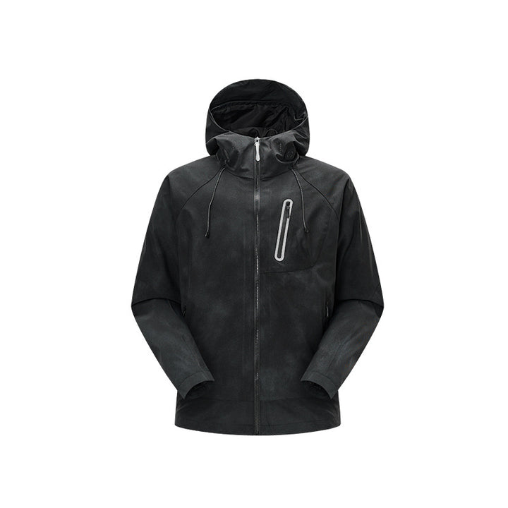 Men's waterproof technical hooded jacket with chest zip pocket and adjustable hood Drune