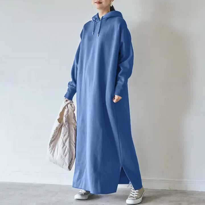 Women’s oversized hoodie maxidress with straight cut and side slit Mune Fashion