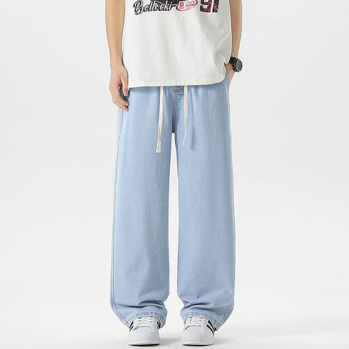 Men's Oversize Denim Baggy Pants with Drawstring and Stonewashed Cotton Mix Mune Fashion