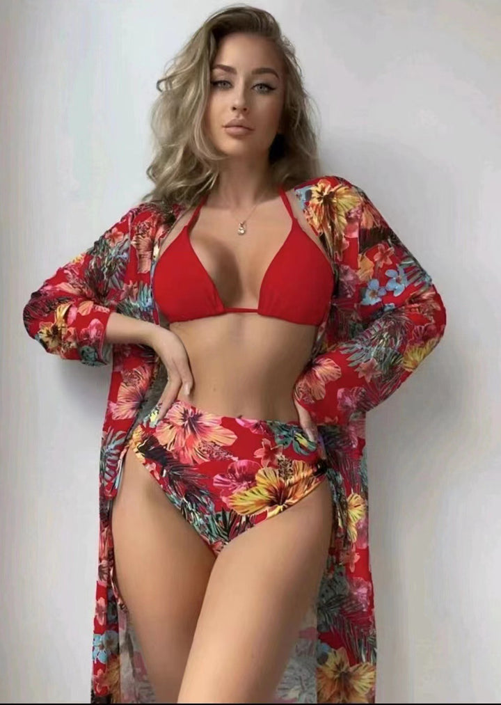 Ladies fashionable swimsuit set with stylish kimono Mune Fashion