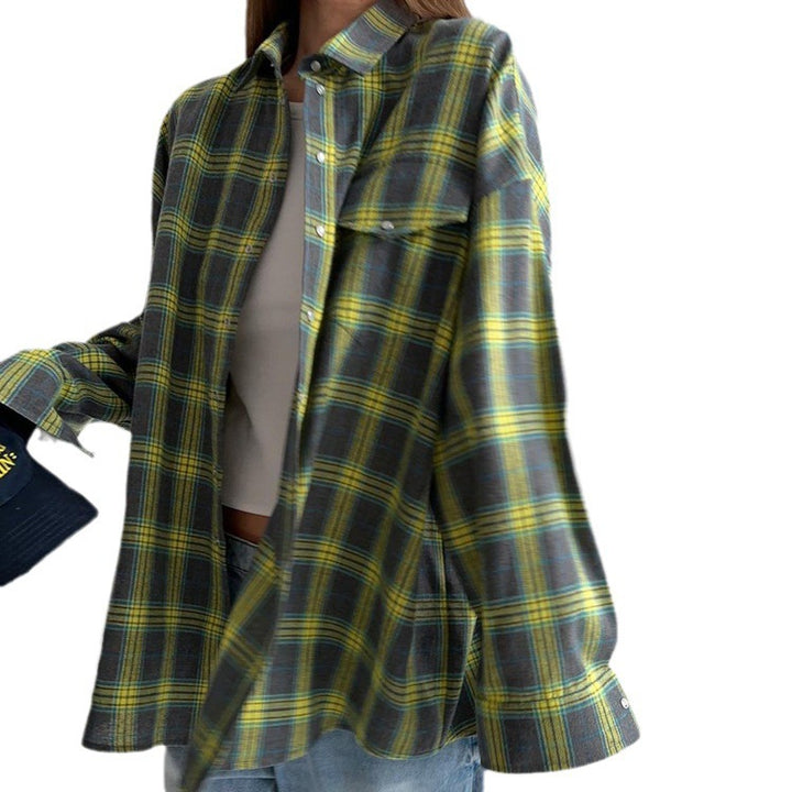 Women's Casual Checkered Blouse Mune Fashion