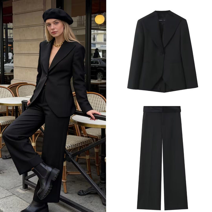 Women's Tailored One-Button Blazer with Extra Wide Shawl Collar and Slim Silhouette Mune Fashion