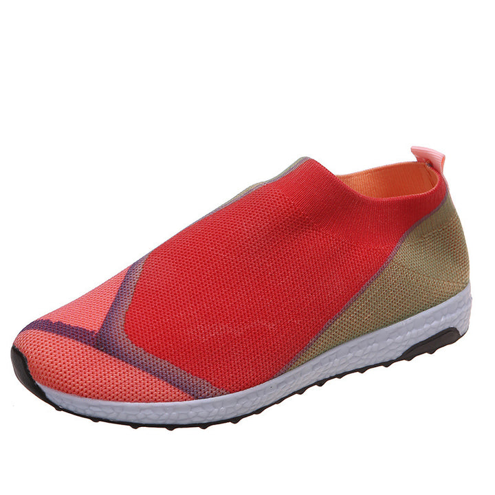 Women's Lightweight Knit Slip-On Sneakers without Laces with Breathable Mesh and Cushioned Platform Sole Mune Fashion