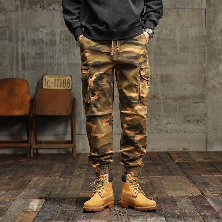 Herren Camouflage Cargo-Jogginghose mit elastischem Bund, Bündchen und Mehrfach-Taschen Mune Fashion