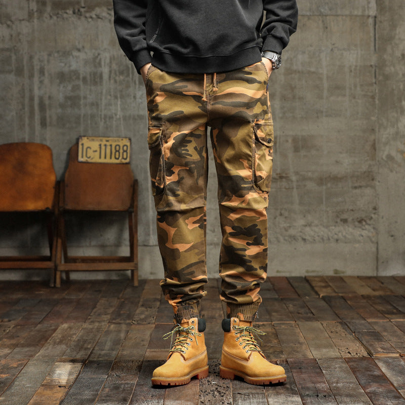 Herren Camouflage Cargo-Jogginghose mit elastischem Bund, Bündchen und Mehrfach-Taschen Mune Fashion