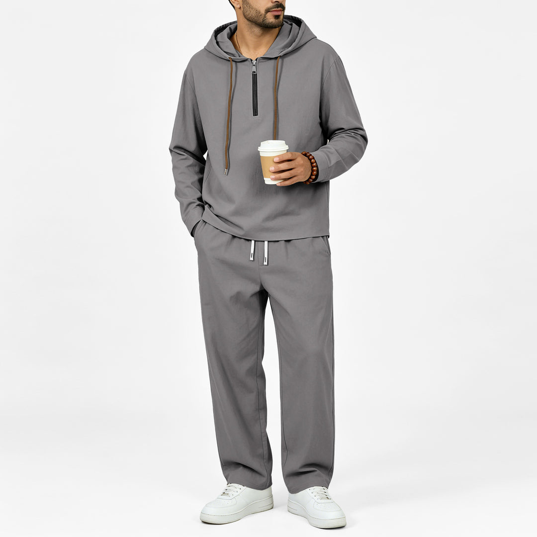 Men's Lightweight Half-Zip Hoodie in Relaxed Fit with Drawstring Mune Fashion