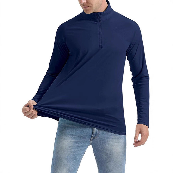 Men's Sporty Long Sleeve Hoodie with Half Zipper