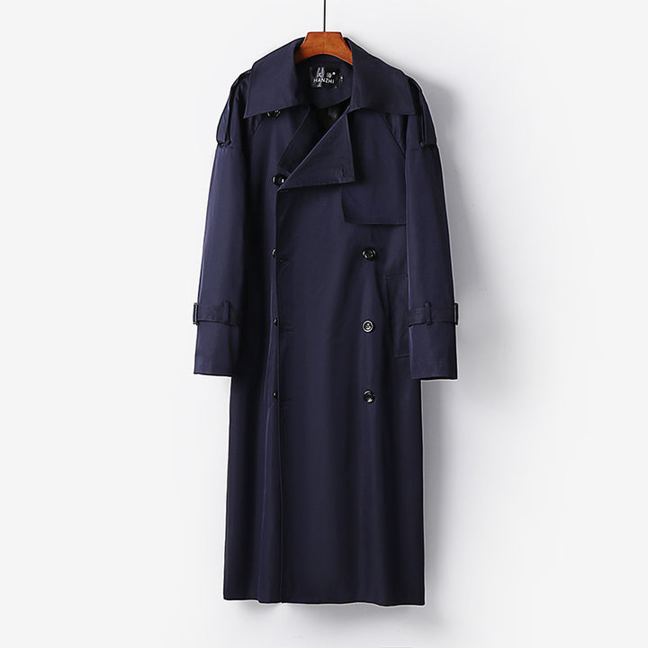 Women Longer Double-breasted Trench Coat with Tie Belt and Epaulettes Mune Fashion