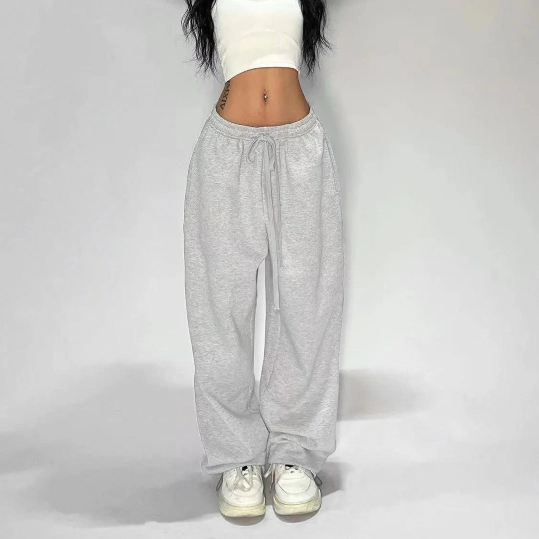 Women's wide cut lounge pants with high waistband, extra wide leg and drawstring Mune Fashion