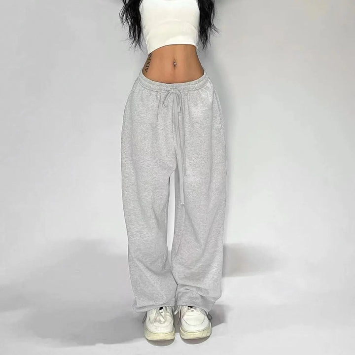 Women's wide cut lounge pants with high waistband, extra wide leg and drawstring Mune Fashion