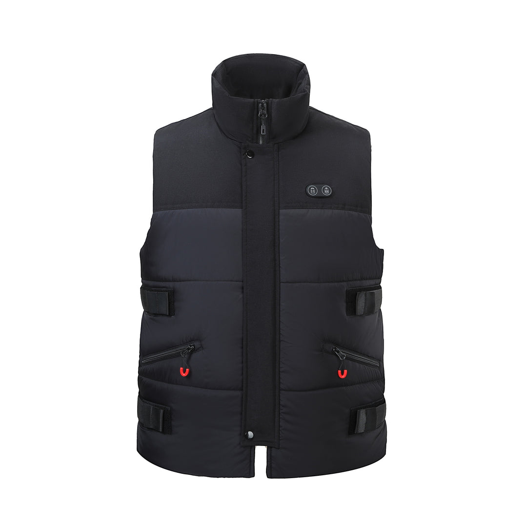 Herren Multifunktionale Outdoor-Steppweste mit hohem Stehkragen, winddichter Isolierung und verstellbaren Seitenriemen Drune