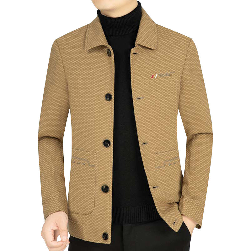 Men's lightweight textured transition jacket with shirt collar and patch pockets Mune Fashion