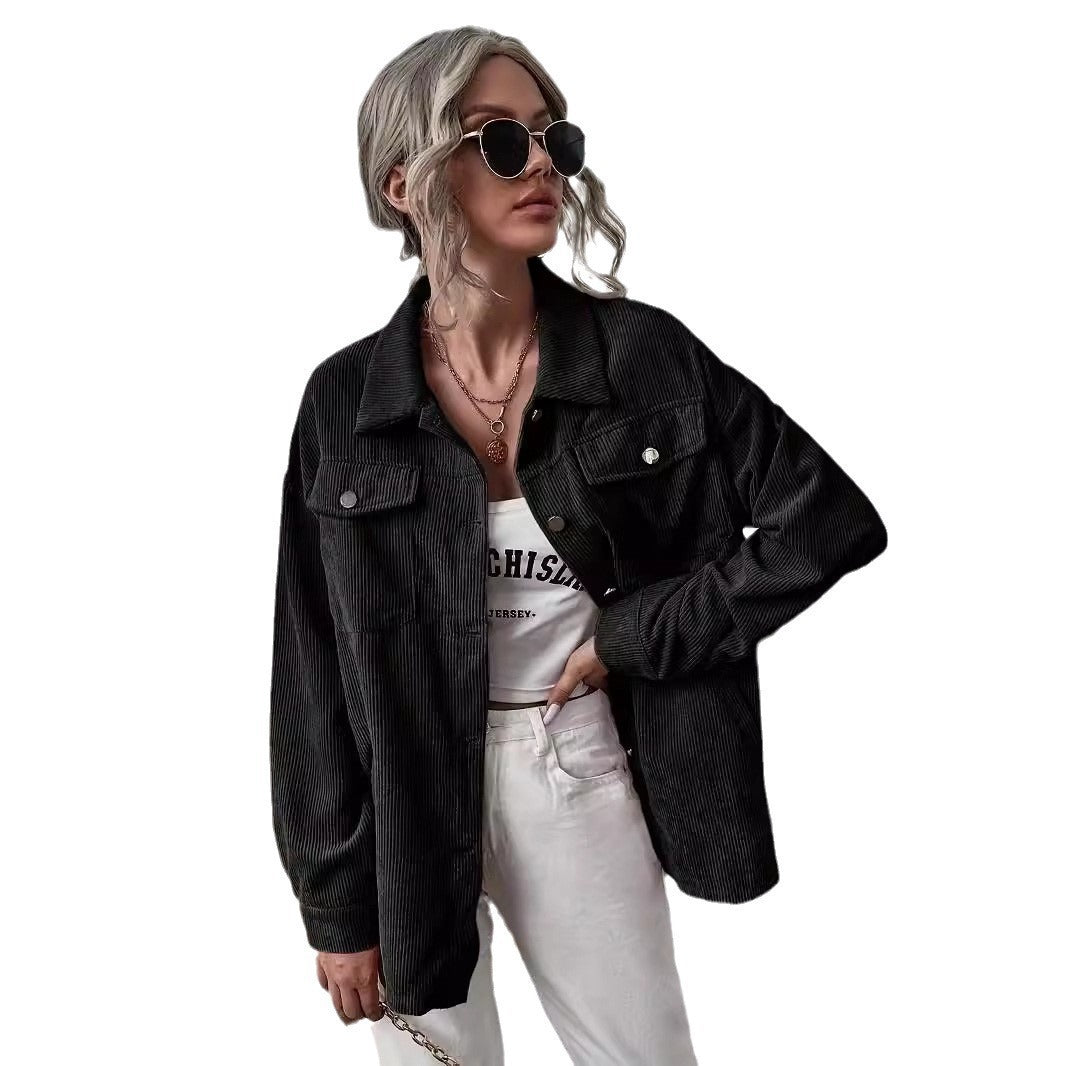 Women's cord overshirt with patch pockets and oversized cut Mune Fashion