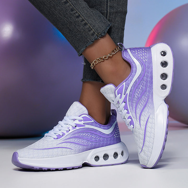 Ladies' nano sporty knitted running shoes with ventilated air chamber sole and ergonomic rolling sole Mune Fashion