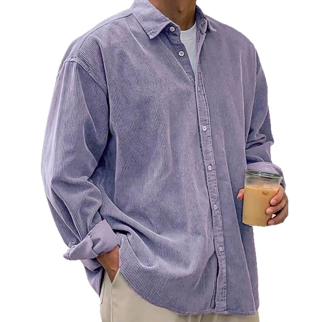 Men's long-sleeved oversized cord shirt with collar and continuous button placket Mune Fashion
