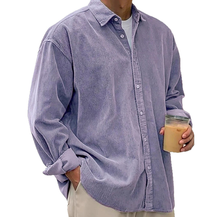 Men's long-sleeved oversized cord shirt with collar and continuous button placket Mune Fashion