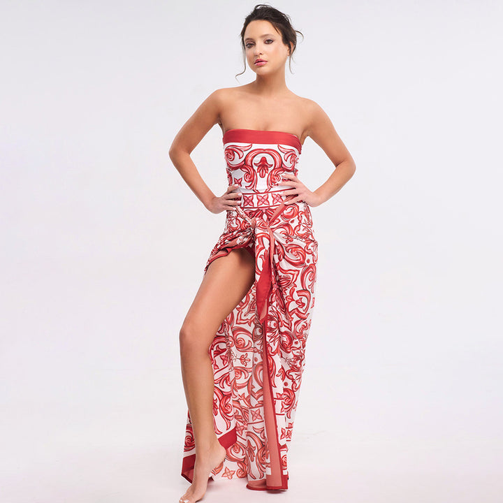 Women One-Piece Swimsuit with Artistic Floral Design Mune Fashion