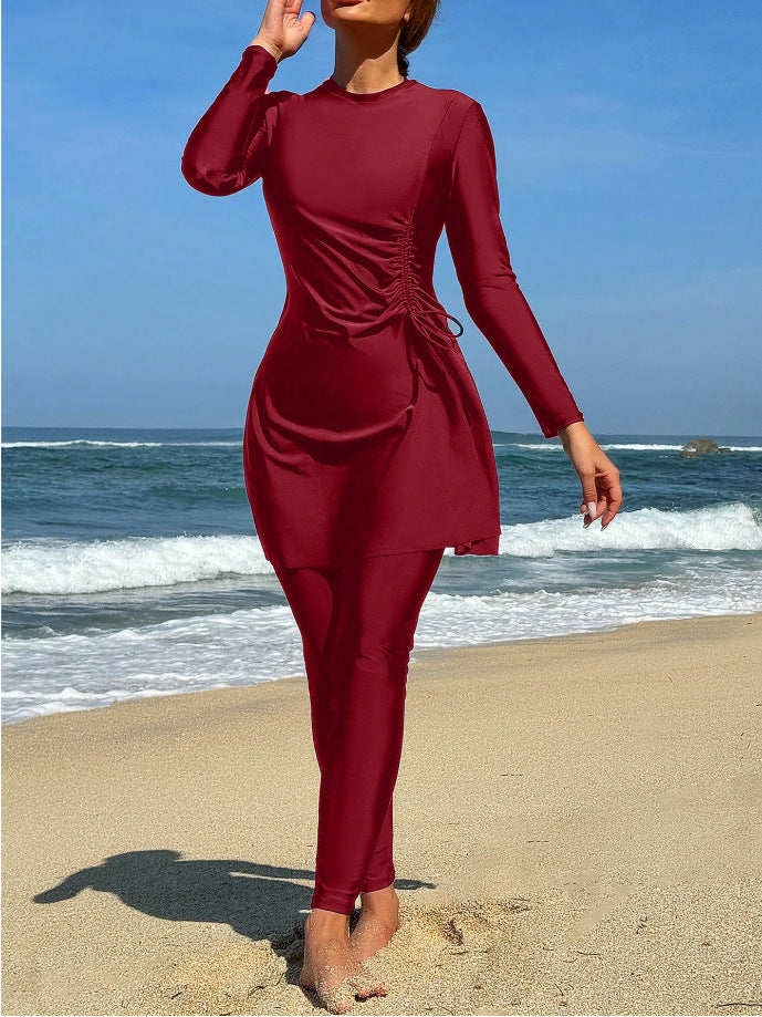 Women's Sporty Beach Outfit with Bodycon Dress and Long Leggings Mune Fashion