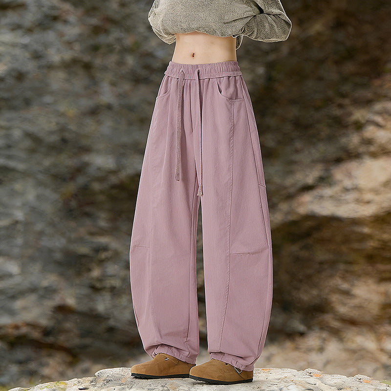 Women's Oversize Cargo Pants made of cotton blend with high elastic waistband and leg cuffs Mune Fashion