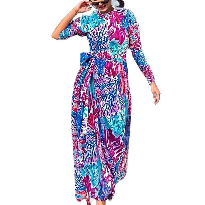 Women’s maxi dress with floral print and bow detail Mune Fashion