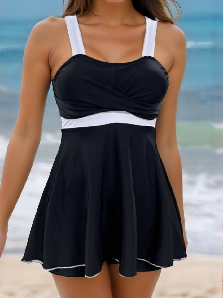 Women's Sporty Wrap Swimsuit with Floral Pattern Mune Fashion