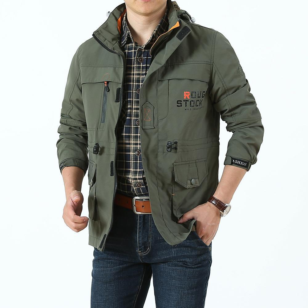 Men's field jacket in utility style with hood and multifunctional pockets Mune Fashion