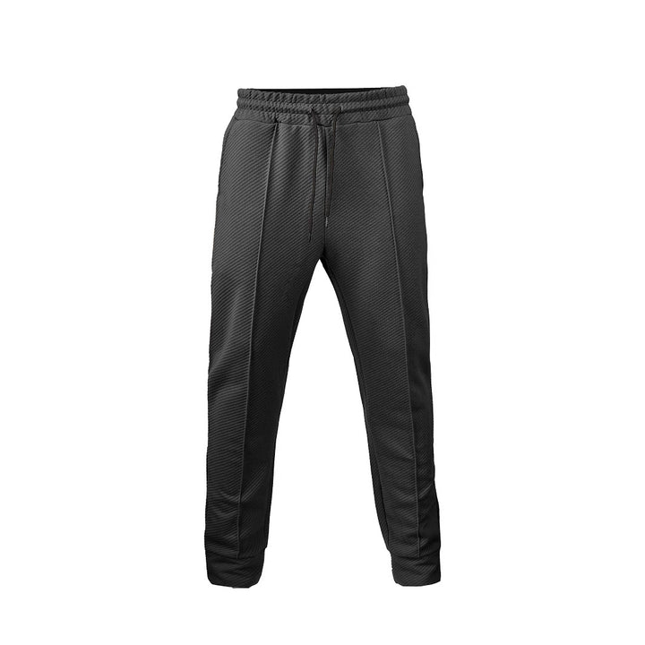 Men's diagonal structured comfort jog pants with pre-shaped inseam and ribbed ankle cuff Mune Fashion