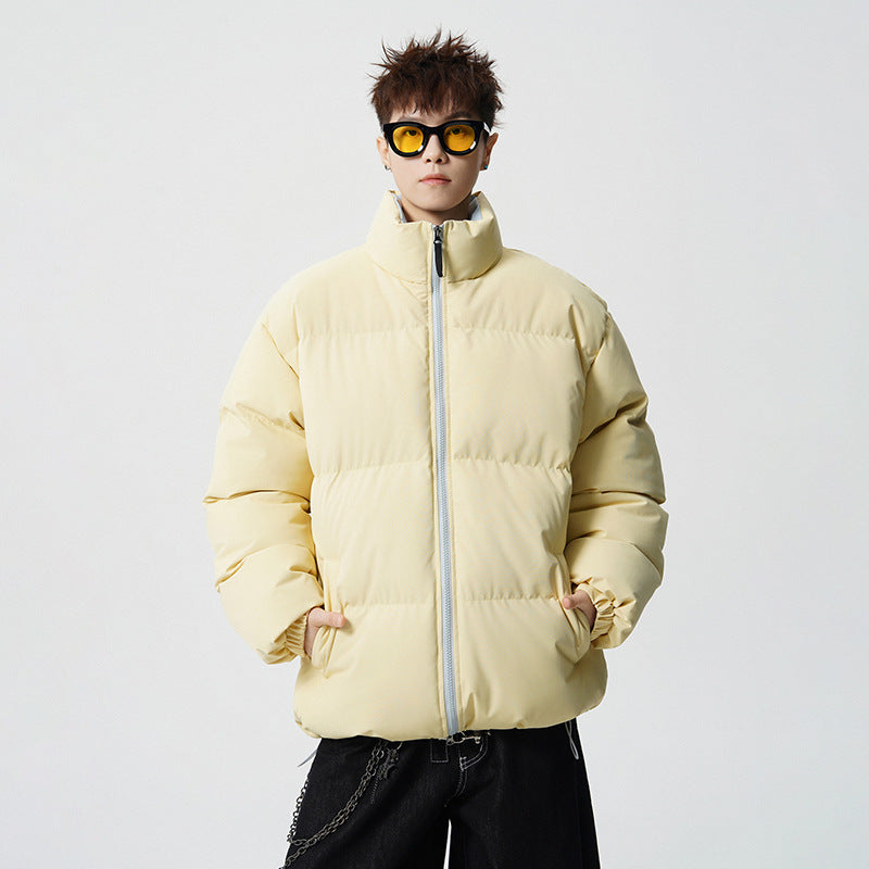 Men's Short Cut Oversized Quilted Jacket with High Collar Mune Fashion