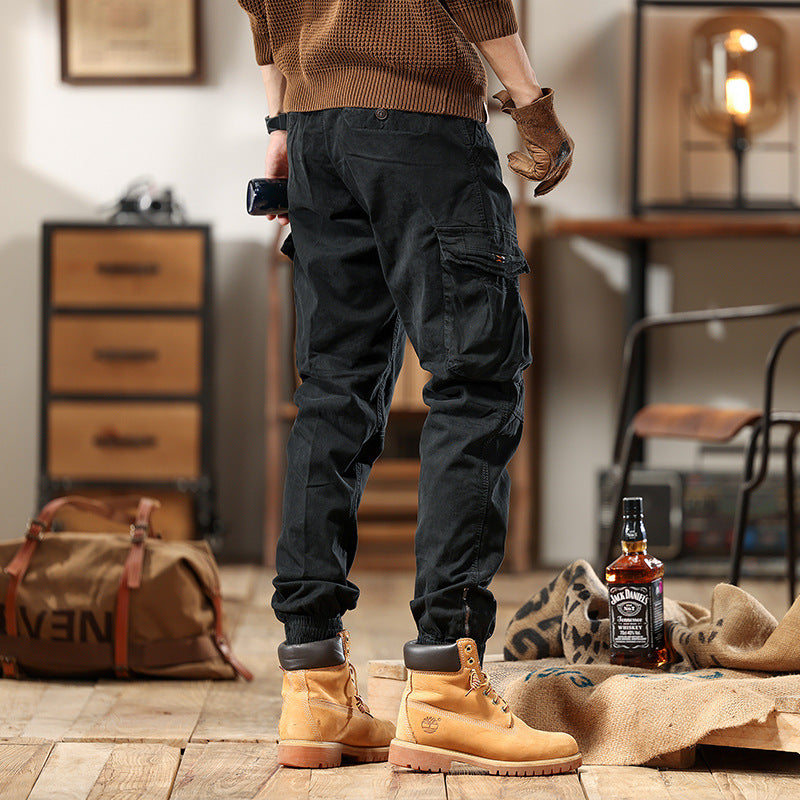Men's Utility Cargo Pants with Elastic Cuff and Knee Reinforcement Mune Fashion