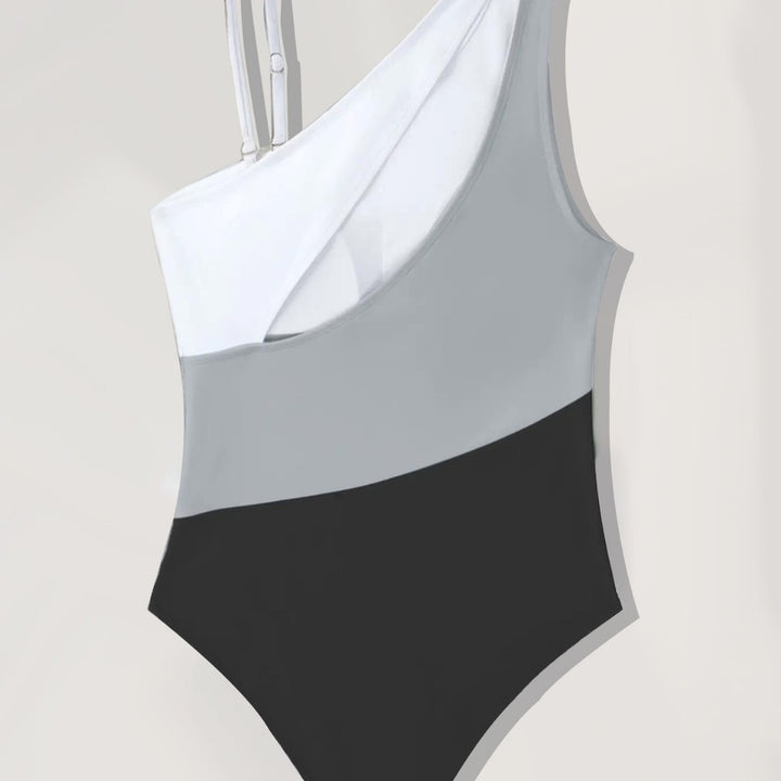 Women's One-Sided Swimsuit with Modern Color Block Design Mune Fashion