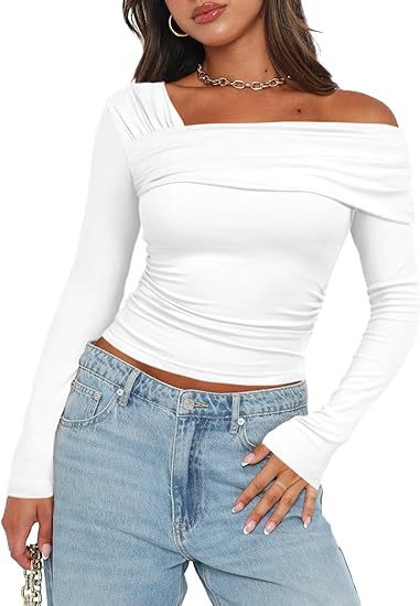 Women Off-Shoulder Long Sleeve Shirt Mune Fashion