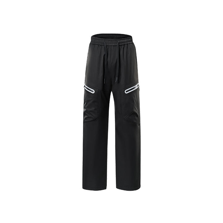 Men's Technical Cargo Jogging Pants with Straight Leg, Zipper Pockets and Drawstring Waist Mune Fashion