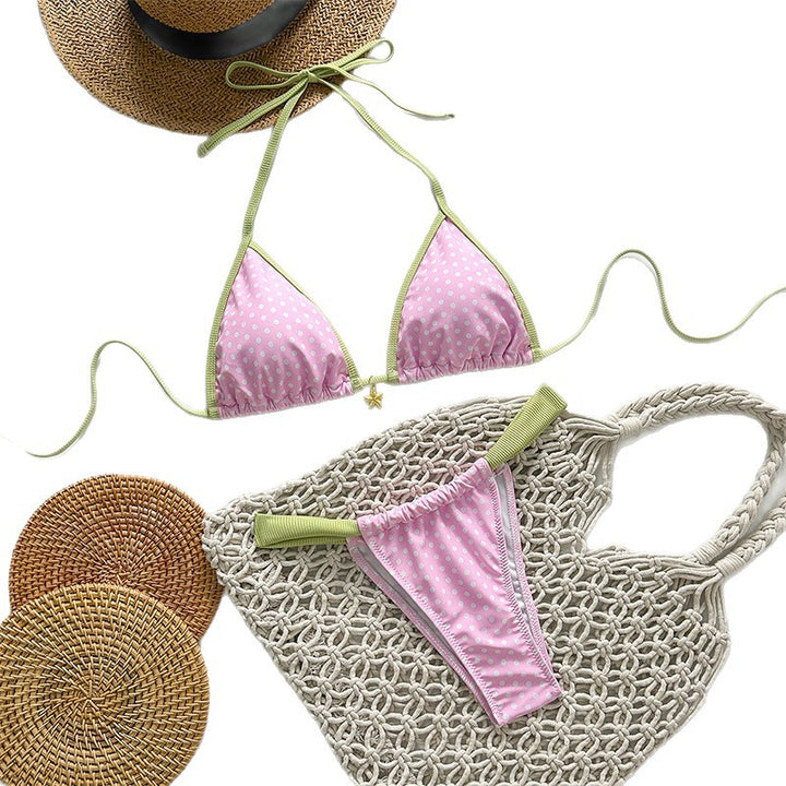 Women's Triangle Bikini with Stylish Polka Dot Pattern Mune Fashion