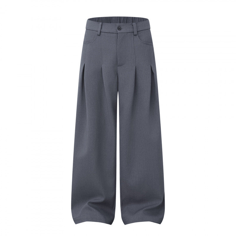 Women Wide Highwaist Pants with Pleats, Belt Loops and Cropped Leg Mune Fashion