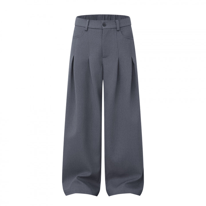 Women Wide Highwaist Pants with Pleats, Belt Loops and Cropped Leg Mune Fashion