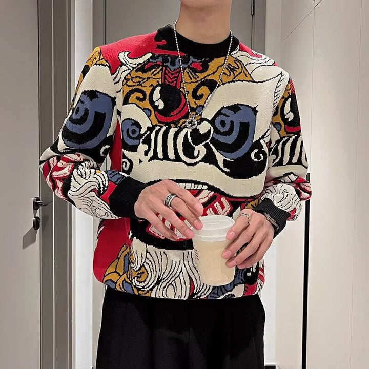 Men's fashionable knitted sweater with unique graphic pattern Mune Fashion