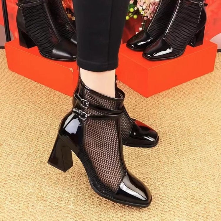 Women Elegant Mesh Ankle Boots Mune Fashion